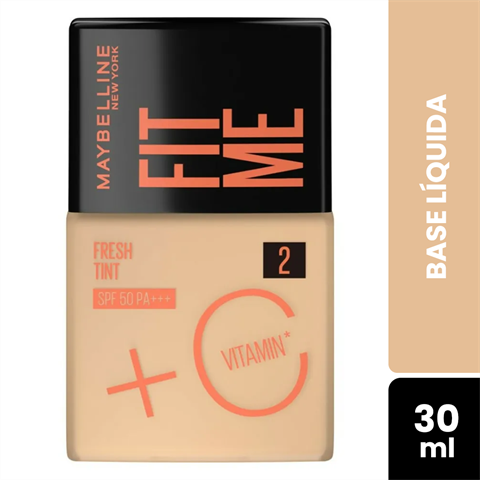 Base Líquida Maybelline New York Fit Me Fresh Tint SPF50 Com Vitamina C Cor 02 30ml