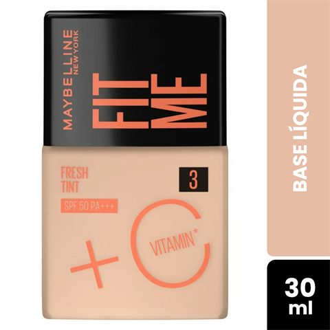 Base Líquida Maybelline New York Fit Me Fresh Tint SPF50 Com Vitamina C Cor 03 30ml