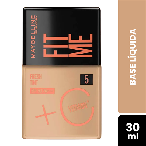 Base Líquida Maybelline New York Fit Me Fresh Tint SPF50 Com Vitamina C Cor 05 30ml