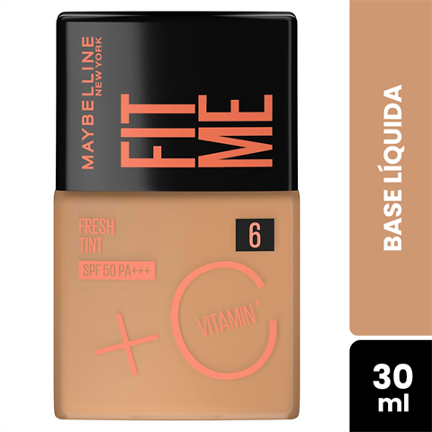 Base Líquida Maybelline New York Fit Me Fresh Tint SPF50 Com Vitamina C Cor 06 30ml