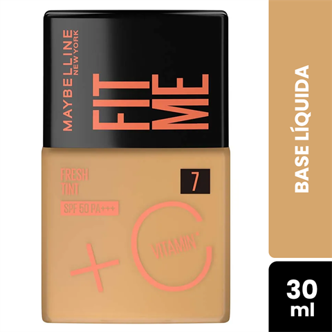 Base Líquida Maybelline New York Fit Me Fresh Tint SPF50 Com Vitamina C Cor 07 30ml