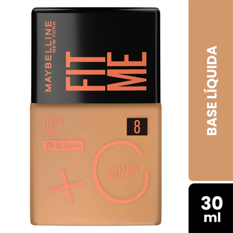 Base Líquida Maybelline New York Fit Me Fresh Tint SPF50 Com Vitamina C Cor 08 30ml