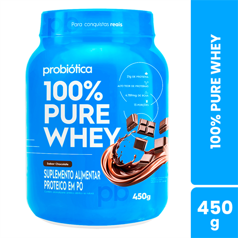 100% Pure Whey Probiótica Sabor Chocolate Com 450g