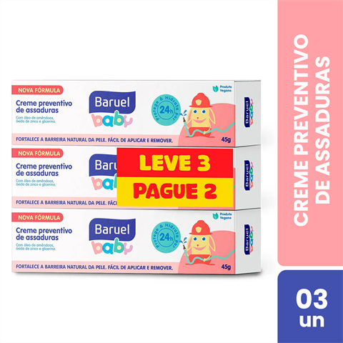 Kit Creme Preventivo De Assaduras Baruel Baby Leve 3 Pague 2 Com 45g