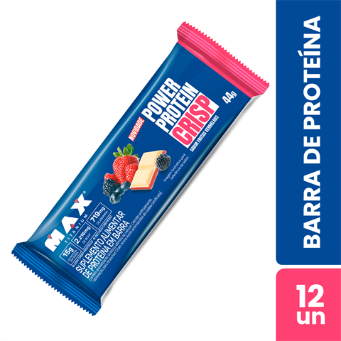 Barra De Proteína Max Titanium Power Protein Crisp Frutas Vermelhas Com 12 Unidades de 44g