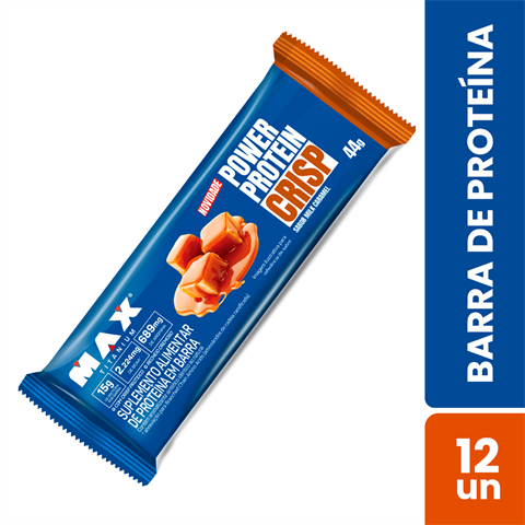Barra De Proteína Max Titanium Power Protein Crisp Milk Caramel Com 12 Unidades de 44g