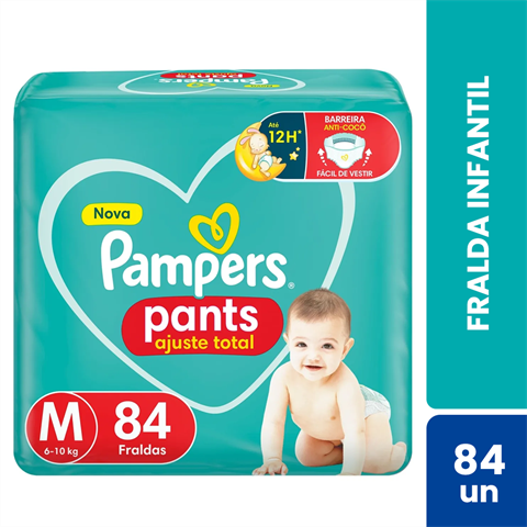 Fralda Infantil Pampers Pants Ajuste Total M Com 84 Unidades