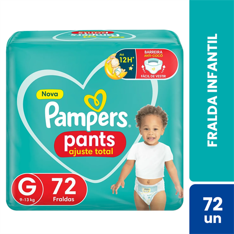 Fralda Infantil Pampers Pants Ajuste Total G Com 72 Unidades