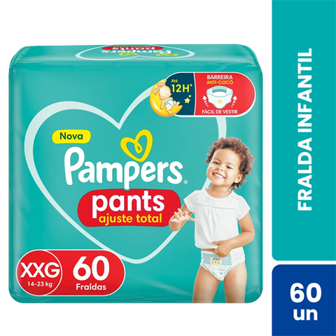 Fralda Infantil Pampers Pants Ajuste Total XXG Com 60 Unidades