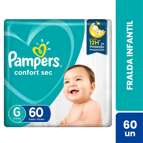 Fralda Infantil Pampers Confort Sec G Com 60 Unidades