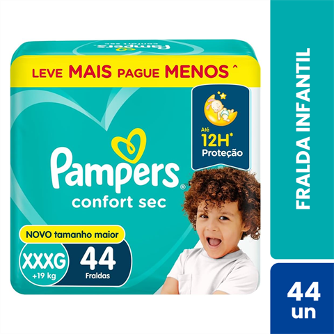 Fralda Infantil Pampers Confort Sec XXXG Com 44 Unidades