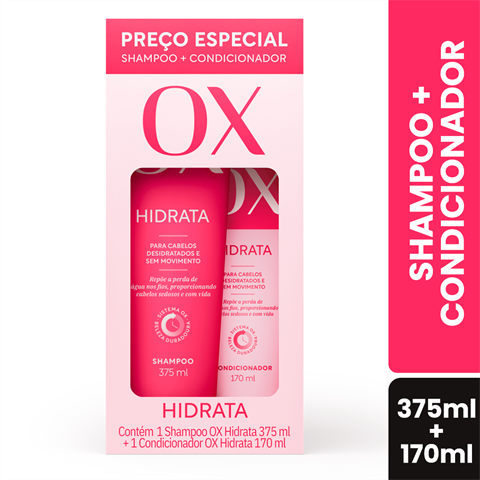 Kit Shampoo 375ml + Condicionador 170ml Ox Hidrata