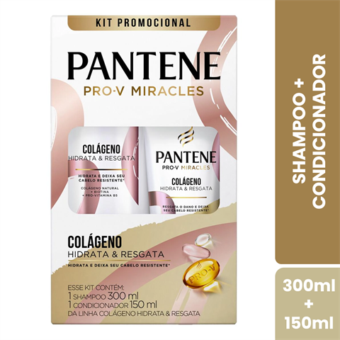 Kit Pantene Pro-V Miracles Colágeno Shampoo 300ml + Condicionador 150ml