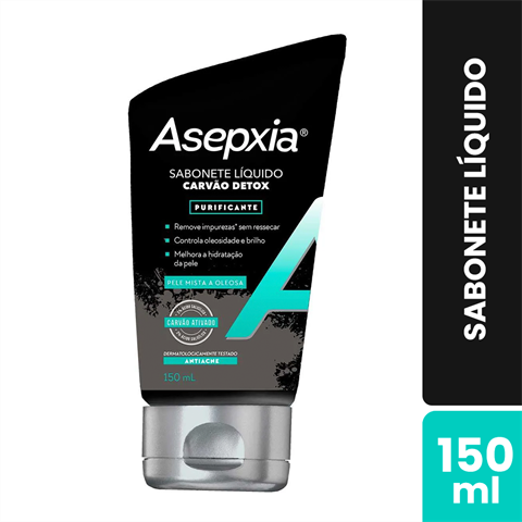Sabonete Líquido Asepxia Carvão Detox Purificante Com 150ml