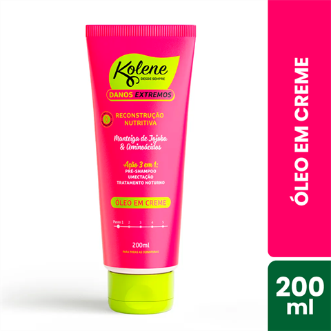 Pré-Shampoo Óleo Em Creme Kolene Danos Extremos Reconstrução Nutritiva Com 200ml