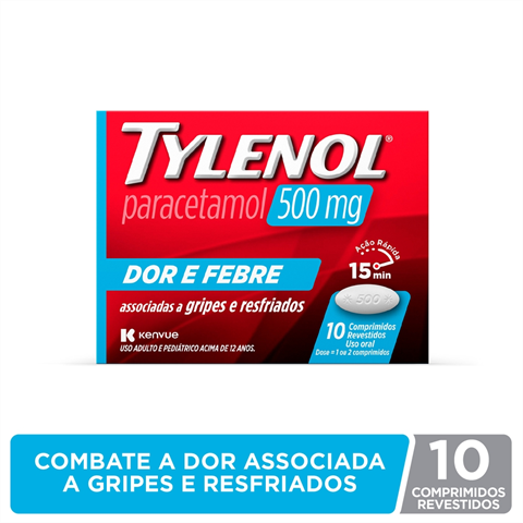 Tylenol 500mg Dor E Febre C/10 Comprimidos