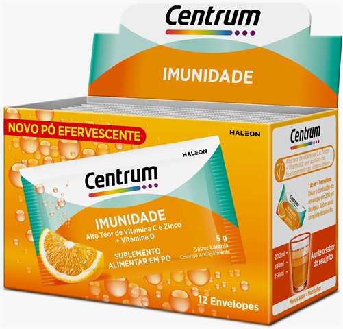 Centrum Multivitaminico Imunidade Laranja 5g em Pó, Display com 12 Envelopes