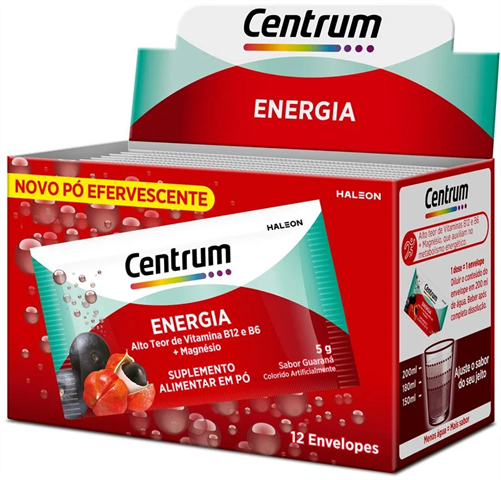 Centrum Multivitaminico Energia Guaraná 5g em Pó,Display com 12 Envelopes