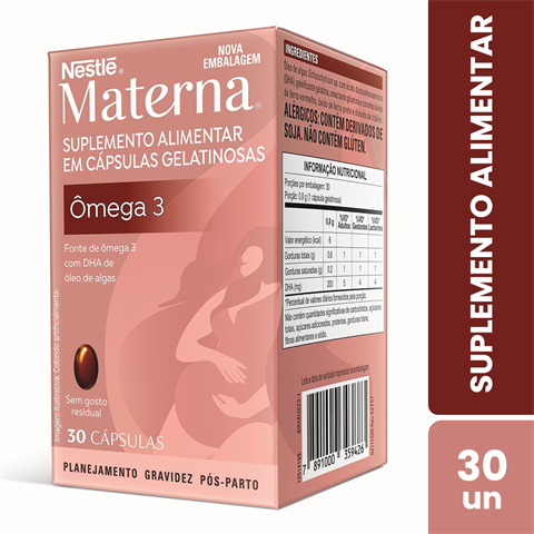 Suplemento Alimentar Nestlé Materna Ômega 3 Com 30 Cápsulas Gelatinosas