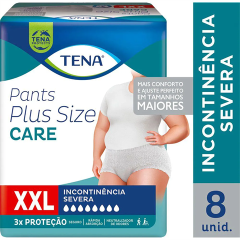 Roupa Íntima Tena Pants Plus Size Care XXL Com 8 Unidades