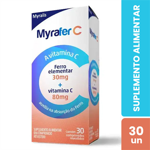 Suplemento Alimentar Myrafer C 80mg+30mg Com 30 Comprimidos Revestidos
