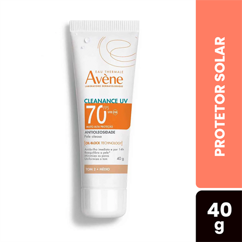 Protetor Solar Facial Avène Cleanance UV Antioleosidade FPS70 Cor Tom 2 - Médio Com 40g