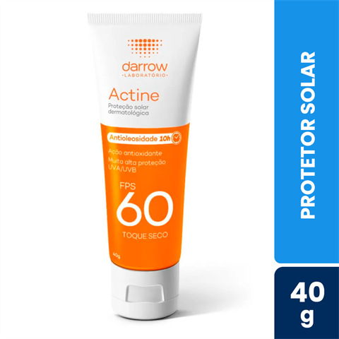 Protetor Solar Facial Actine Toque Seco FPS60 Sem Cor Com 40g