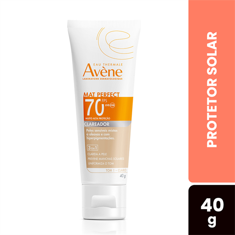 Protetor Solar Facial Avène Mat Perfect Fluido Clareador FPS70 Tom 1 Claro Com 40g