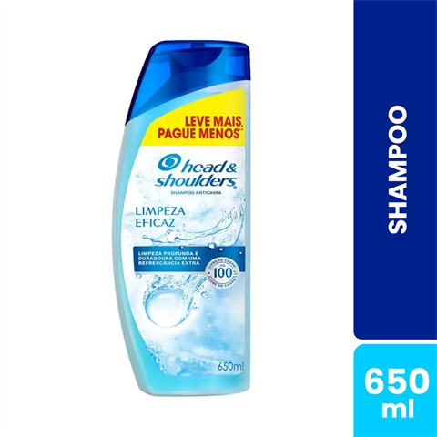 Shampoo Anticaspa Head & Shoulders Limpeza Eficaz Com 650ml Leve Mais Pague Menos
