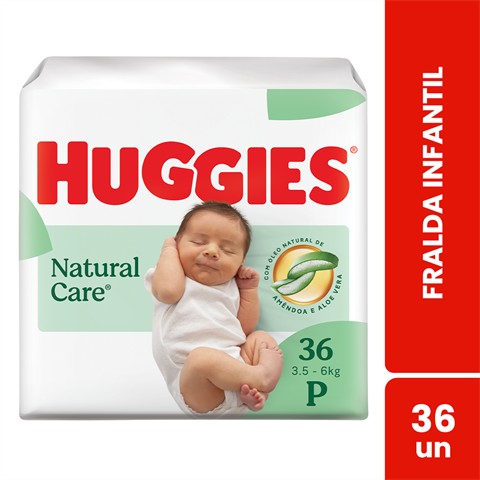 Fralda Infantil Huggies Natural Care P Com 36 Unidades