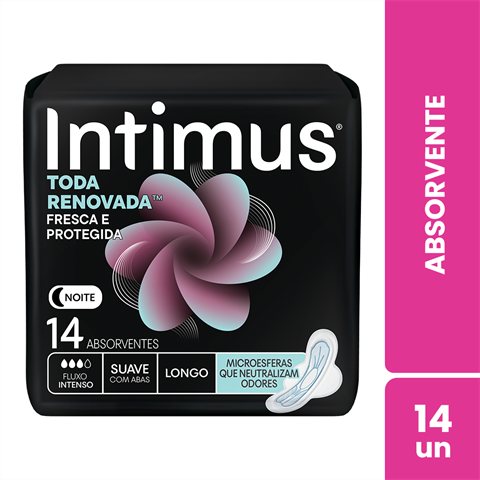 Absorvente Intimus® Noturno Discreto C/Abas - 14 un
