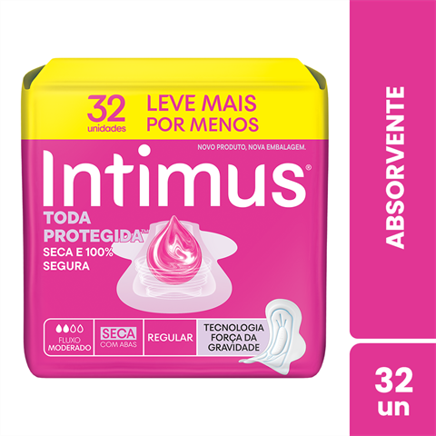 Absorvente Intimus® Tripla Proteção Seca C/Abas- 32 un
