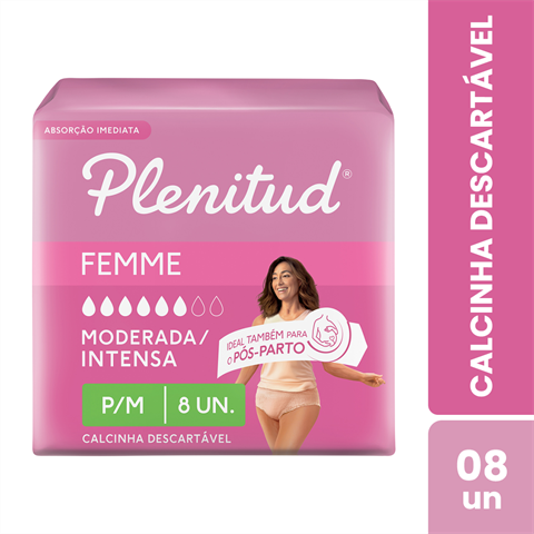 Calcinha Descartável Plenitud Femme Escapes De Urina P/M Com 8 Unidades