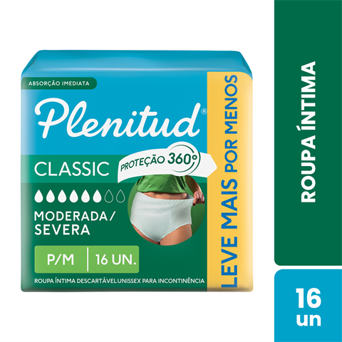 Roupa Íntima Plenitud Classic para Incontinência P/M-16 un