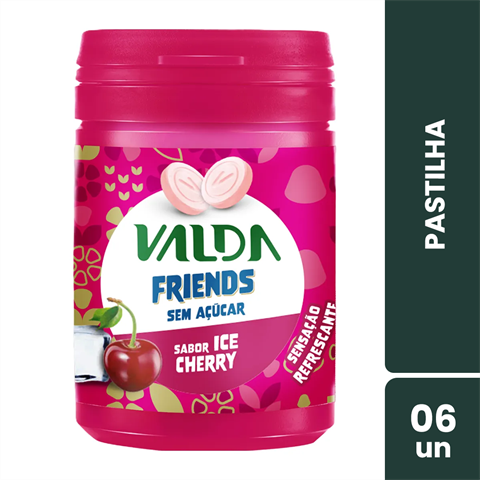 Pastilhas Valda Friends Sabor Ice Cherry Com 6 Potes De 50g