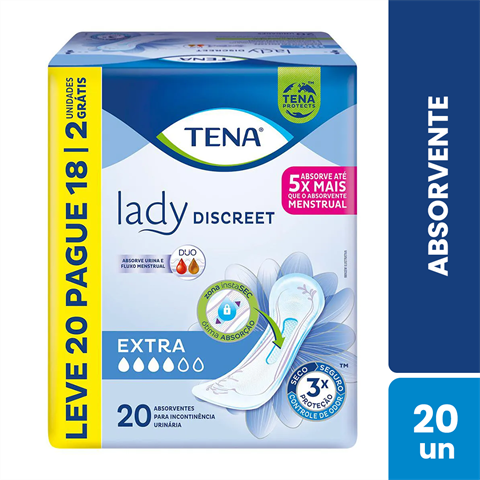 Absorvente Para Incontinência Urinária Tena Lady Discreet Extra Duo Leve 20 Pague 18