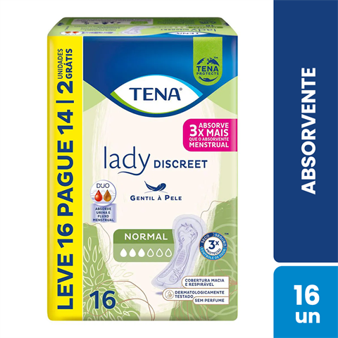 Absorvente Para Incontinência Urinária Tena Lady Discreet Normal Duo Leve 16 Pague 14