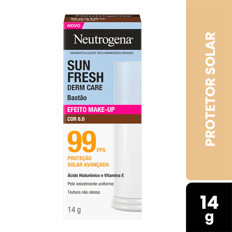 Protetor Solar Neutrogena Sun Fresh Derm Care Bastão Efeito Make-Up FPS99 Cor 6.0 Com 14g
