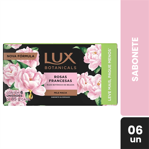 Pack Sabonete Em Barra Lux Botanicals Rosas Francesas Com 6 Unidades De 85g