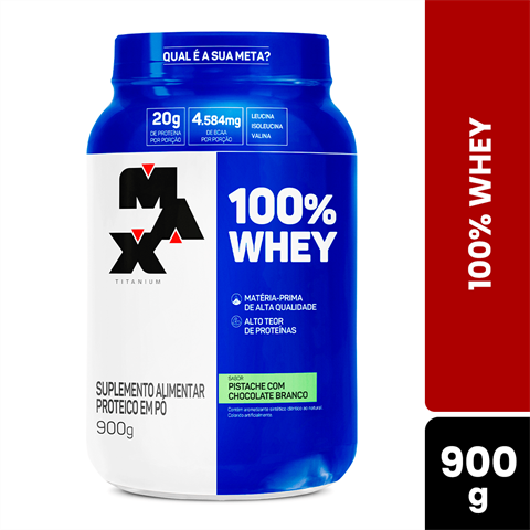 100% Whey Max Titanium Sabor Pistasche Com Chocolate Branco Com 900g
