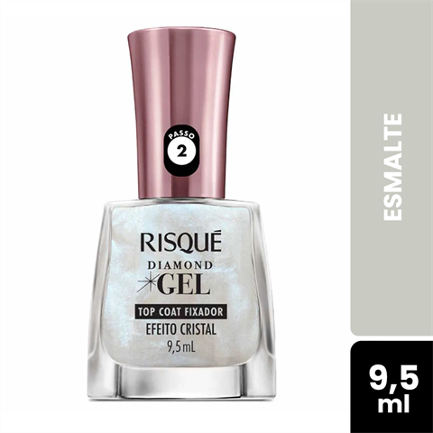 Esmalte Risqué Diamond Gel Top Coat Fixador Efeito Cristal Com 9,5ml