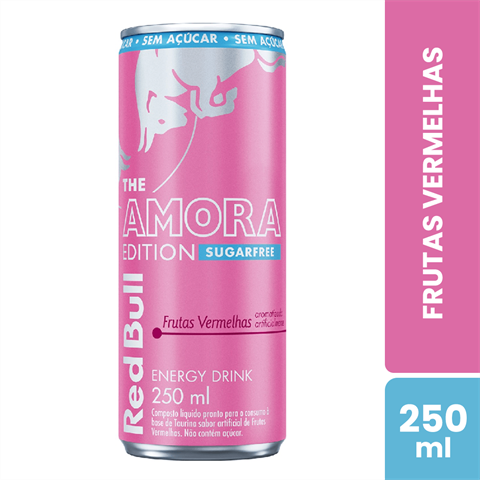 Red Bull The Amora Edition Sugarfree Sabor Frutas Vermelhas Com 250ml