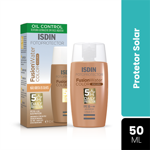 Protetor Solar Facial Isdin FotoProtector Fusion Water Color FPS50 Cor Escura Com 50ml