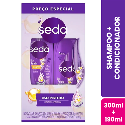 Kit Seda Liso Perfeito Shampoo 300ml + Condicionador 190ml