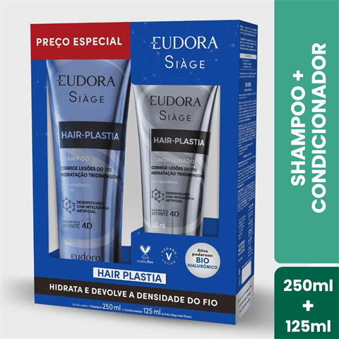 Kit Eudora Siàge Hair Plastia Shampoo 250ml + Condicionador 125ml