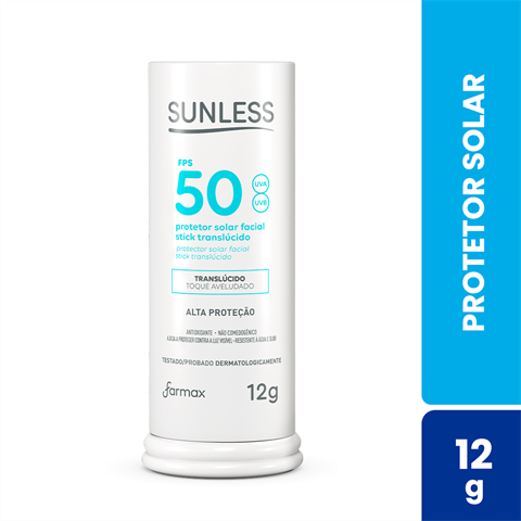 Protetor Solar Facial Sunless Stick Translucido FPS50 Com 12g