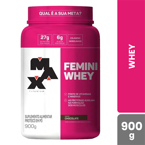 Femini Whey Max Titanium Sabor Chocolate Com 900g