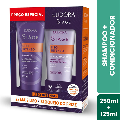 Kit Eudora Siàge Liso intenso Shampoo 250ml + Condicionador 125ml
