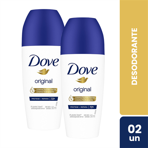 Kit Desodorante Antitranspirante Dove Roll-on Original 50ml Com 2 Unidades