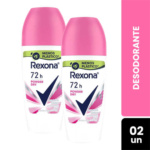 Kit Rexona Woman Desodorante Antitranspirante Roll-on Powder Dry 50ml Com 2 Unidades